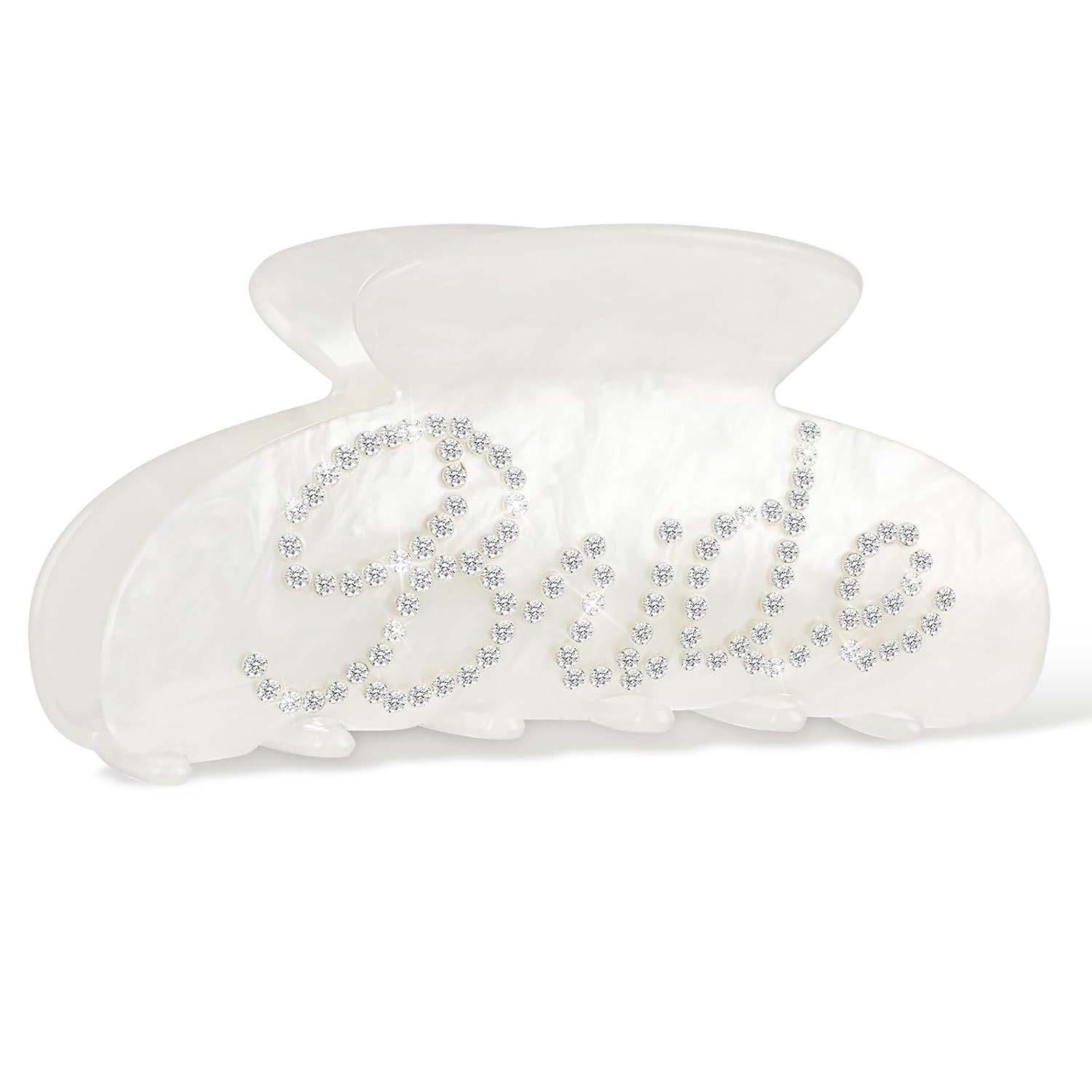 Claw Hair Clip, White Acrylic with Rhinestone Bride Logo, Bride Bridesmaid Gift for Wedding, Bana... | Amazon (US)