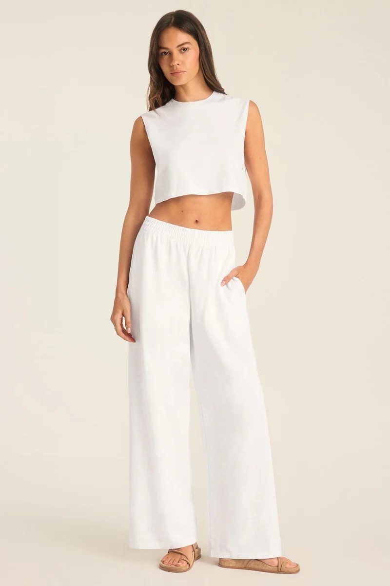 Coast Pant - White Cotton Jersey | Vitamin A