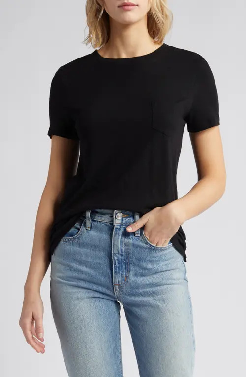 caslon(r) Core Slub Crewneck T-Shirt in Black at Nordstrom, Size X-Small | Nordstrom
