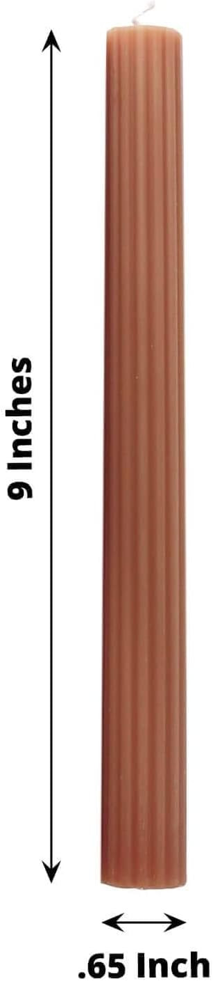 Efavormart 5 Pack | 9" Beige Premium Unscented Ribbed Wick Taper Candles, Tall Ribbon Wax Dinner ... | Amazon (US)