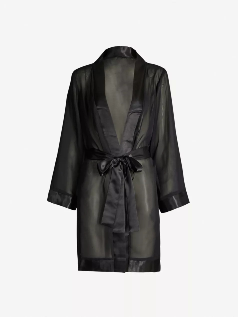 Satin-trim chiffon kimono | Selfridges
