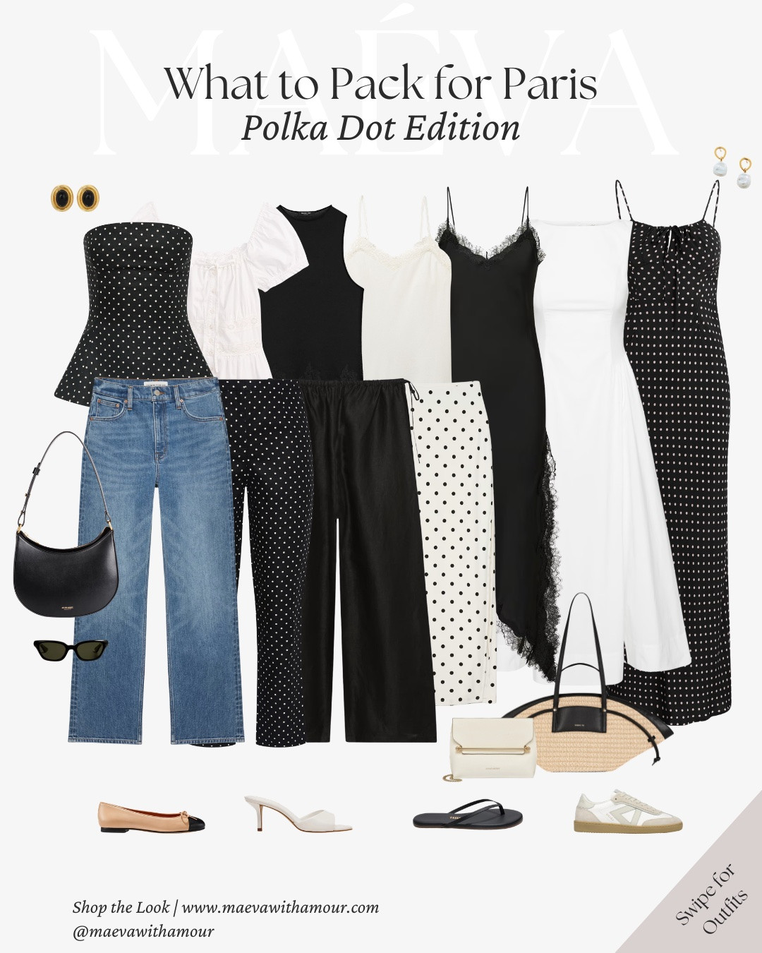 What to Pack for Paris: Polka Dot Edition 🖤 Featuring 15 Outfit Ideas

There's something undeniably timeless about polka dots, whether styled as a flowing dress, a matching set, a classic skirt, or even a silk scarf, it's one of those prints that somehow feels both playful and elegant, season after season! It's also one of my favorite ways to add a little personality to an otherwise timeless wardrobe 🤍

Inspired by timeless moments in Paris, I created this edit around one of fashion's most enduring prints, featuring 15 outfit ideas designed to mix and match effortlessly! From slow mornings at a neighborhood café and afternoons exploring boutiques to elegant dinners, weekend getaways, and everyday moments, these are timeless outfits designed for Paris, summer holidays across Europe, and everyday life back home.

🤍 Love this edit? Comment SHOP and I'll send you the full capsule, or explore the article through the link in bio

🧳 I've also shared all 15 outfit ideas, packing notes, and personal recommendations over on maevawithamour.com

👉 Save and follow along for more French-inspired style, thoughtful edits, and wardrobe ideas designed to elevate your everyday

With Amour, M.

#LTKTravel #LTKootd #LTKSeasonal