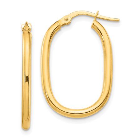 14K Yellow Gold Small 2X Mm Oval Hoop Earrings | Walmart (US)