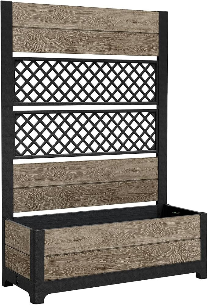 Keter Outdoor Planter Box with Privacy Screen and Trellis \u2013 26 Gallon Raised Garden Bed for ... | Amazon (US)