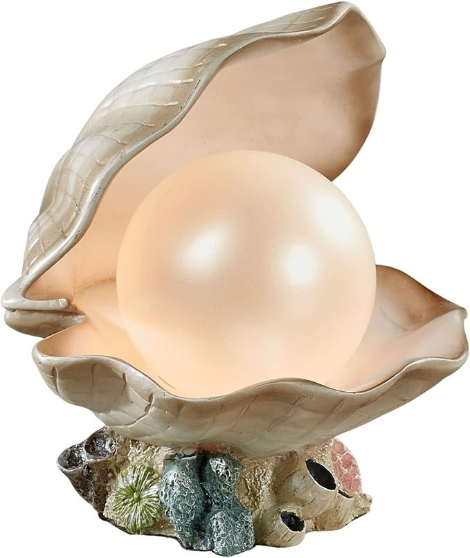 Clamshell Pearl Accent Lamp Night Light Ivory - Handcrafted Resin Clam - Coastal Style Lighting -... | Amazon (US)
