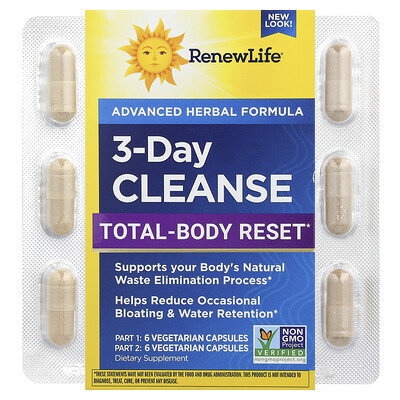 Renew Life, 3-Day Cleanse, Total Body Reset, 12 Vegetarian Capsules | iHerb