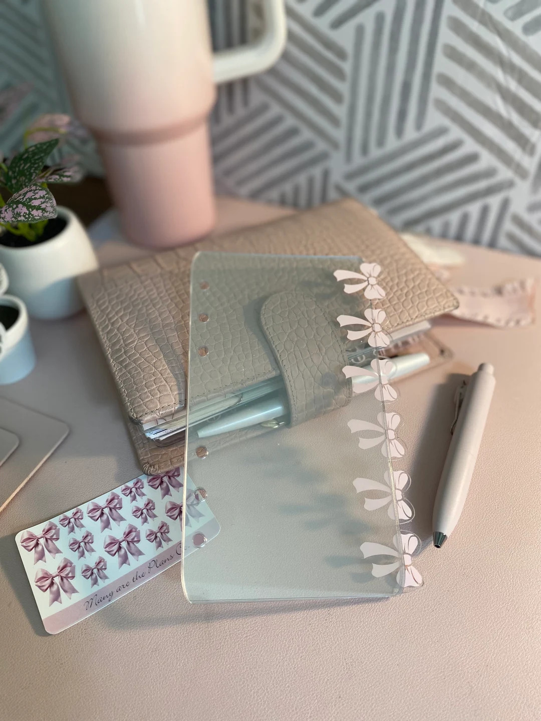 Custom Bow Side Tab Planner Dividers Set of 6 Clear Plastic Page Marker Personal Personal Wide A5... | Etsy (US)