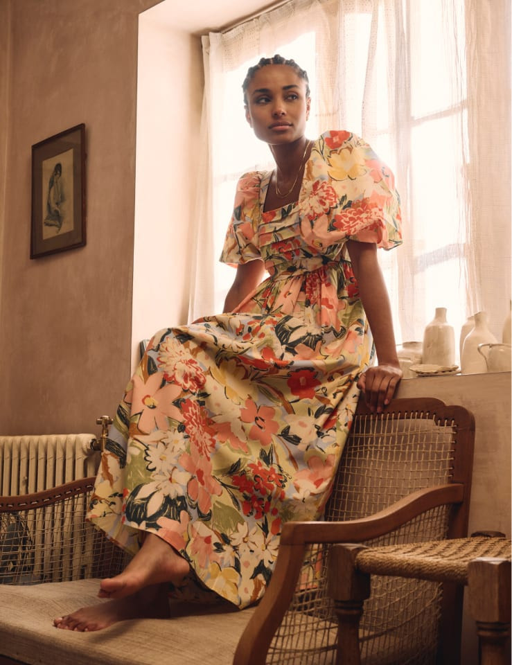 Pastel Floral Nova Smock Midi Dress | Nobody's Child