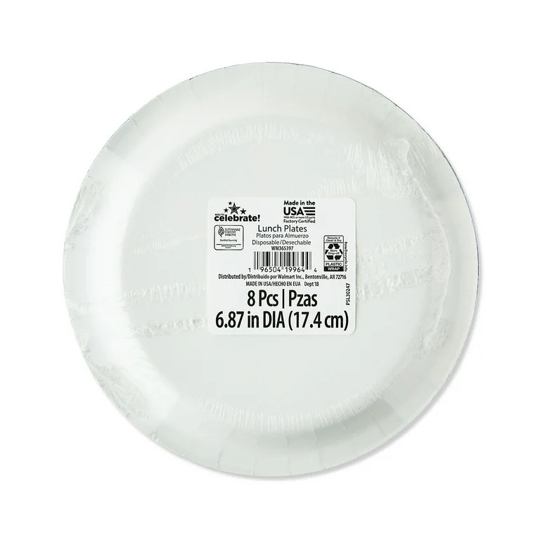 Patriotic Stars Blue/White Disposable Luncheon Paper Plates, 6.5 in, 8 Count, by Way To Celebrate | Walmart (US)