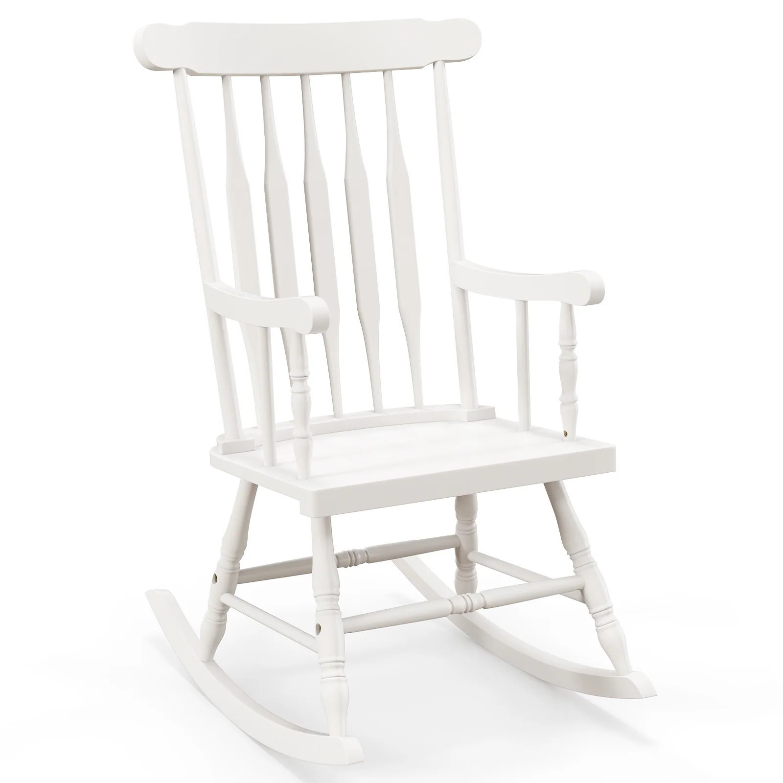 Slickblue 1 Piece Solid Rubber Wood Rocking Chair Outdoor Indoor Chair with Ergonomic Slatted Seat Wood Frame Available in Different Colors one_size | Lowe's