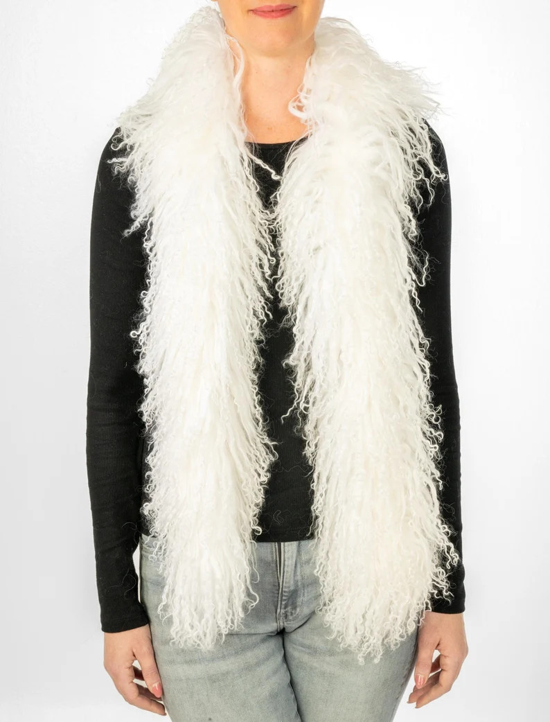 Fur Scarf Lambskin Scarf Stole Design BOA From Tibetan Lamb | Women's Scarf | Mongolian Scarf | H... | Etsy (US)