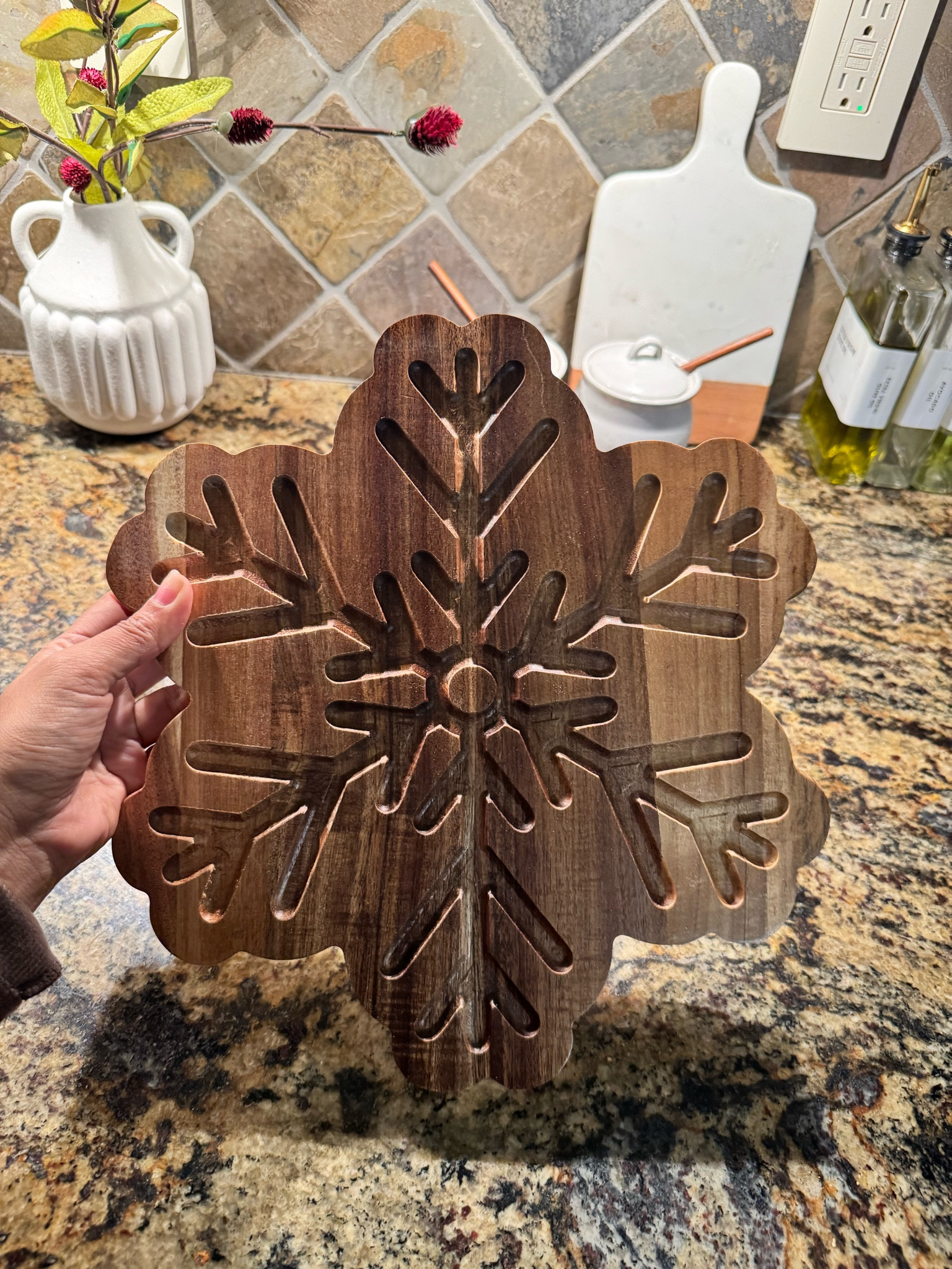 Snowflake serving board from Walmart! Can style so much ways from a coffee bar to the kitchen. #ltkseasonal

#LTKGiftGuide #LTKHoliday #LTKCyberWeek