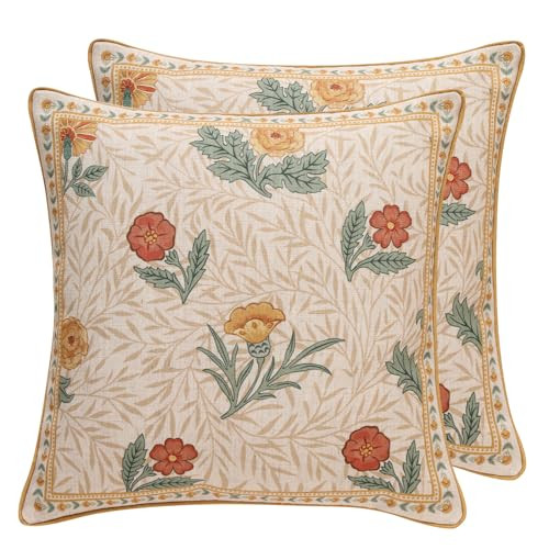 patdrea Designer Throw Pillow Covers for Couch 18"x18",Vintage French Linen Pillows Cover with Da... | Amazon (US)