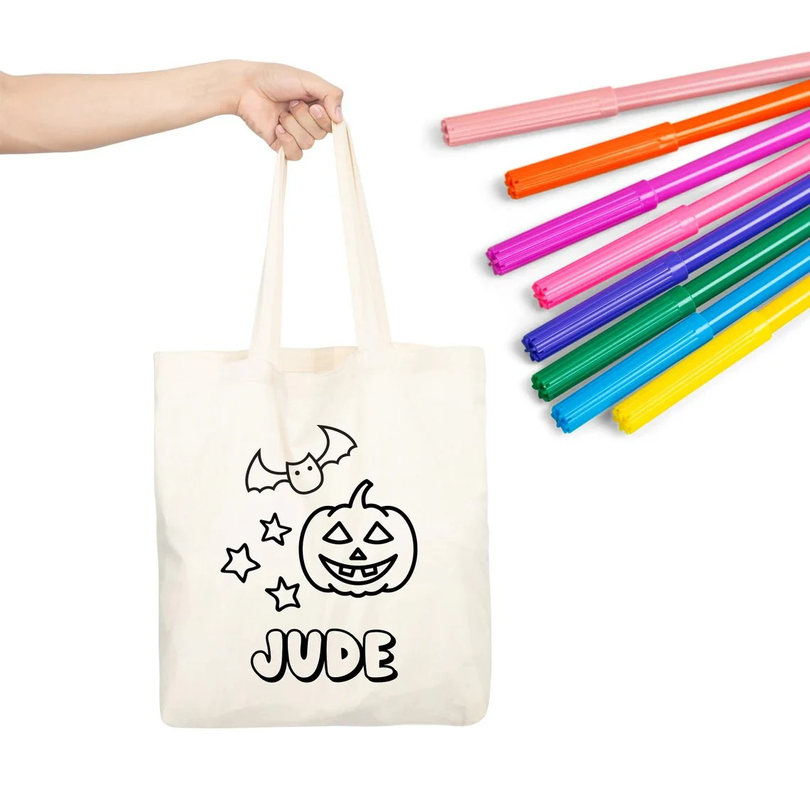 Jack-o-Lantern Personalized Name Halloween Tote - Trick or Treat Bag | The Little Lemons Company