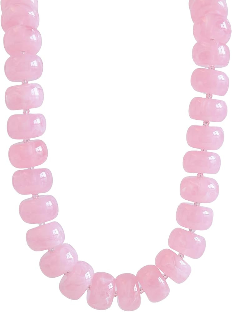 Miniature Glass Bead & Oversized Multi-Color Resin Bead Statement Necklace - 17"+3" Extender Chai... | Amazon (US)