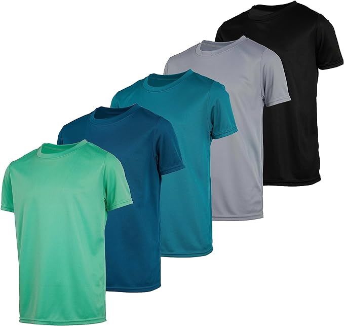 Real Essentials 5 Pack: Youth Mesh Moisture Wicking Active Athletic Performance Short-Sleeve T-Sh... | Amazon (US)