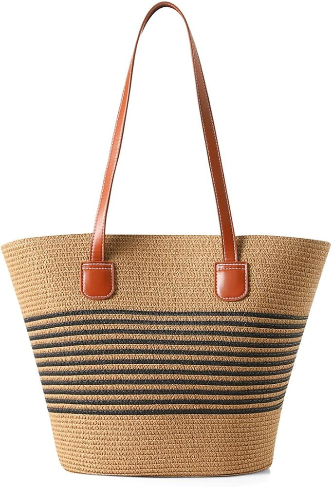 Amazon.com: Nollia Straw Bags For Women | Travel Straw Totes Bag, Summer Woven Handmade, Shoulder... | Amazon (US)