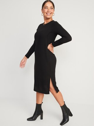 Maternity Long-Sleeve Jersey-Knit Nursing Dress | Old Navy (US)