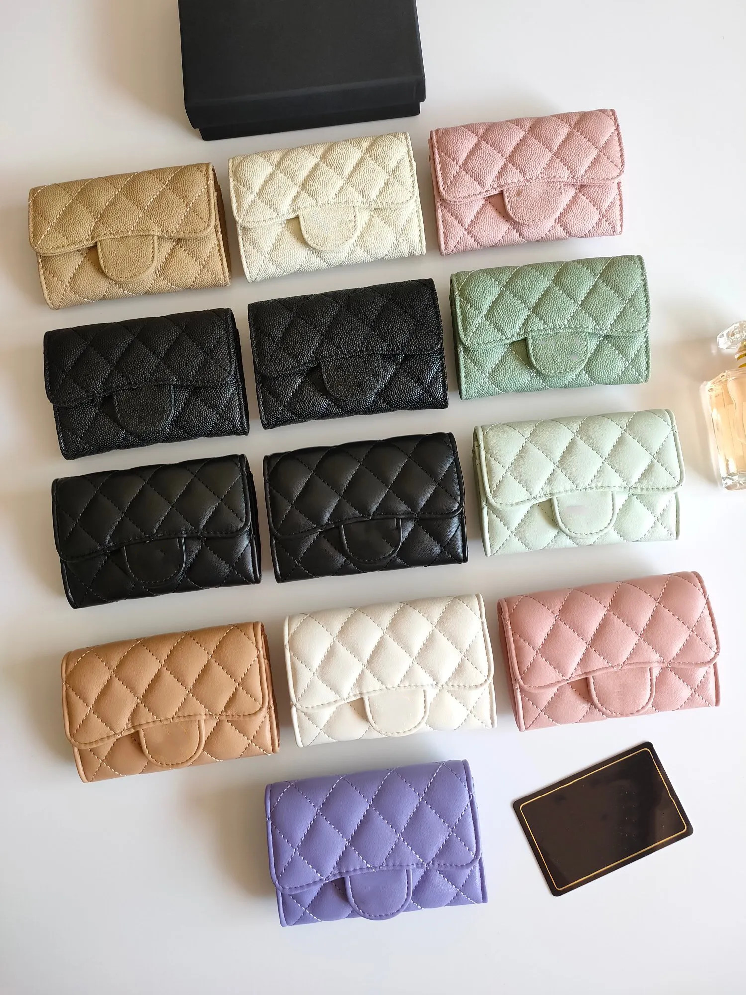 2022Luxury brand cc wallet card holder classic pattern caviar sheepskin material wallet | DHGate
