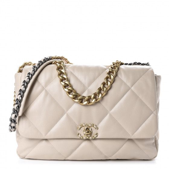Goatskin Quilted Maxi Chanel 19 Flap Beige | Fashionphile