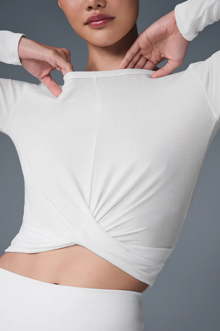 Cover Long Sleeve Top - White | Alo Yoga (US)