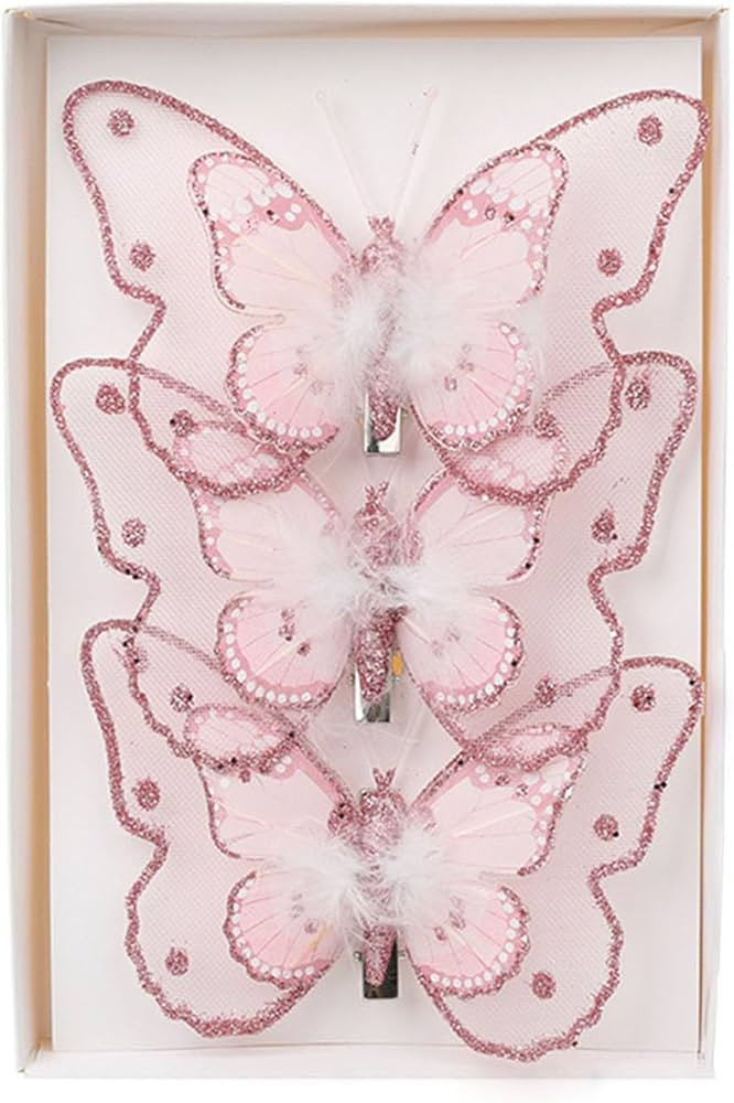 Christmas Tree Butterfly Ornament Sparkling Butterfly Christmas Tree Hanging Decorations with Cli... | Amazon (US)