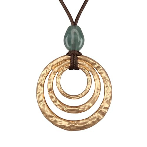 joymiao Chunky Pendant Necklace for Women Bohemian Vintage Statement Necklace Gold Boho Circle Necklaces trendy Handmade Hippie Jewelry | Amazon (US)