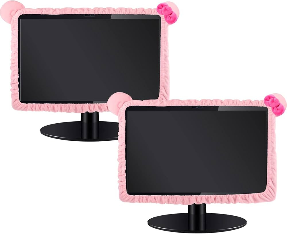2 Pcs 20''-29'' Kawaii Computer Monitor Cover with Cat Ear Design, Furry Cute Pink Monitor Dust C... | Amazon (US)