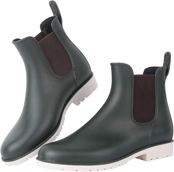 DAWAN Women's Anti-Slip Rain Boots Short Garden Shoes Waterproof Chelsea Booties | Amazon (US)