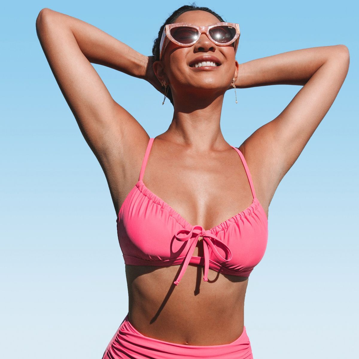 Women's Tunneled Pink Bralette Bikini Top - Cupshe | Target