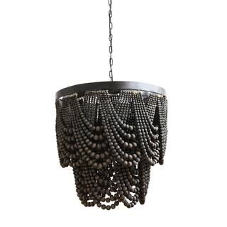 3R Studios Collected Notions 3-Light Black Beaded Chandelier-DA7756 - The Home Depot | The Home Depot