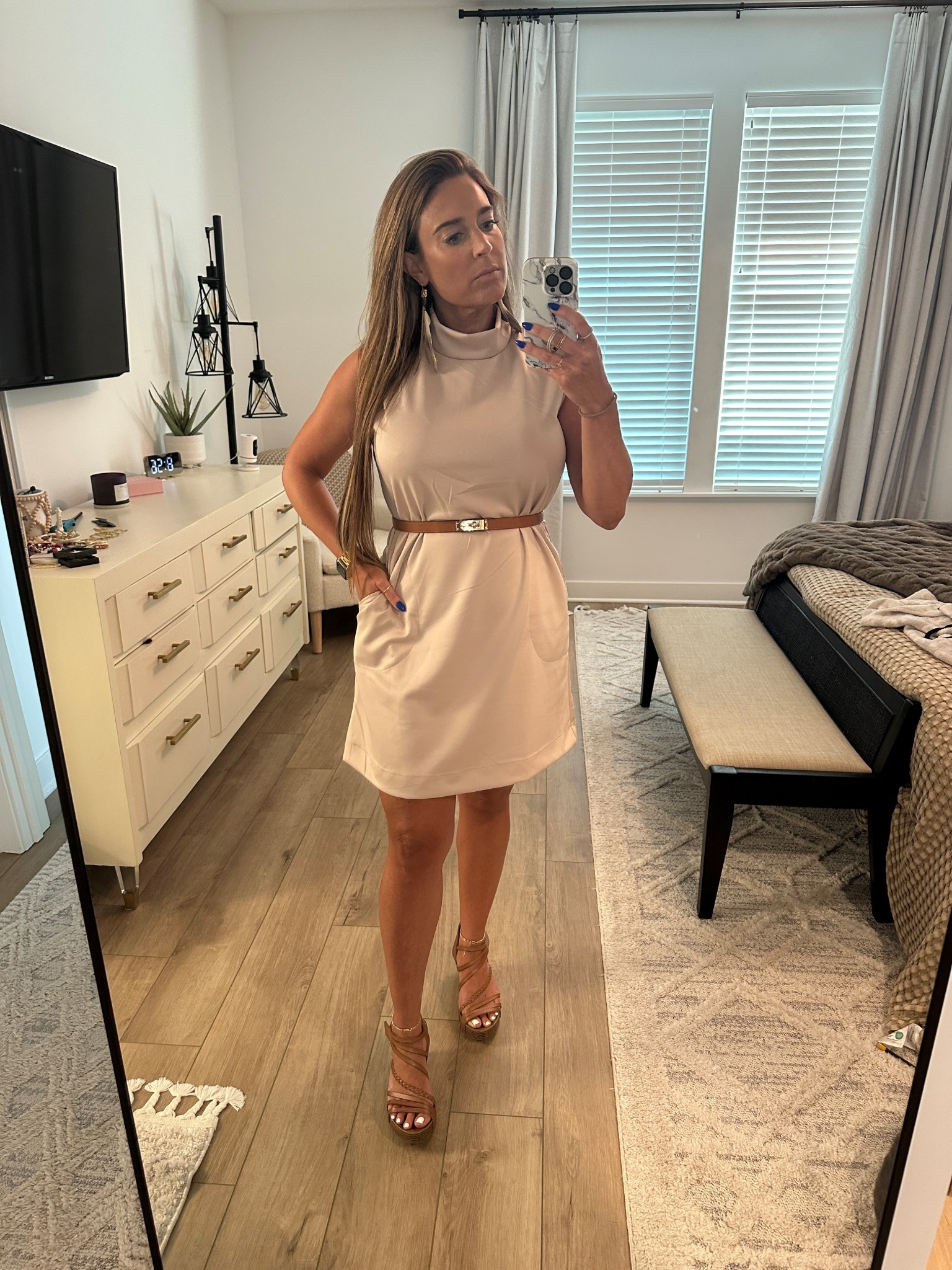 This is such a fun and simple look but got so many compliments. You can also style this dress so many ways. Pair it with a blazer and pumps to dress it up or wear it with a fanny pack and tennies with a long cardigan coat and ball 🧢 for a more casual, fall look

#LTKShoeCrush #LTKMidsize #LTKWorkwear