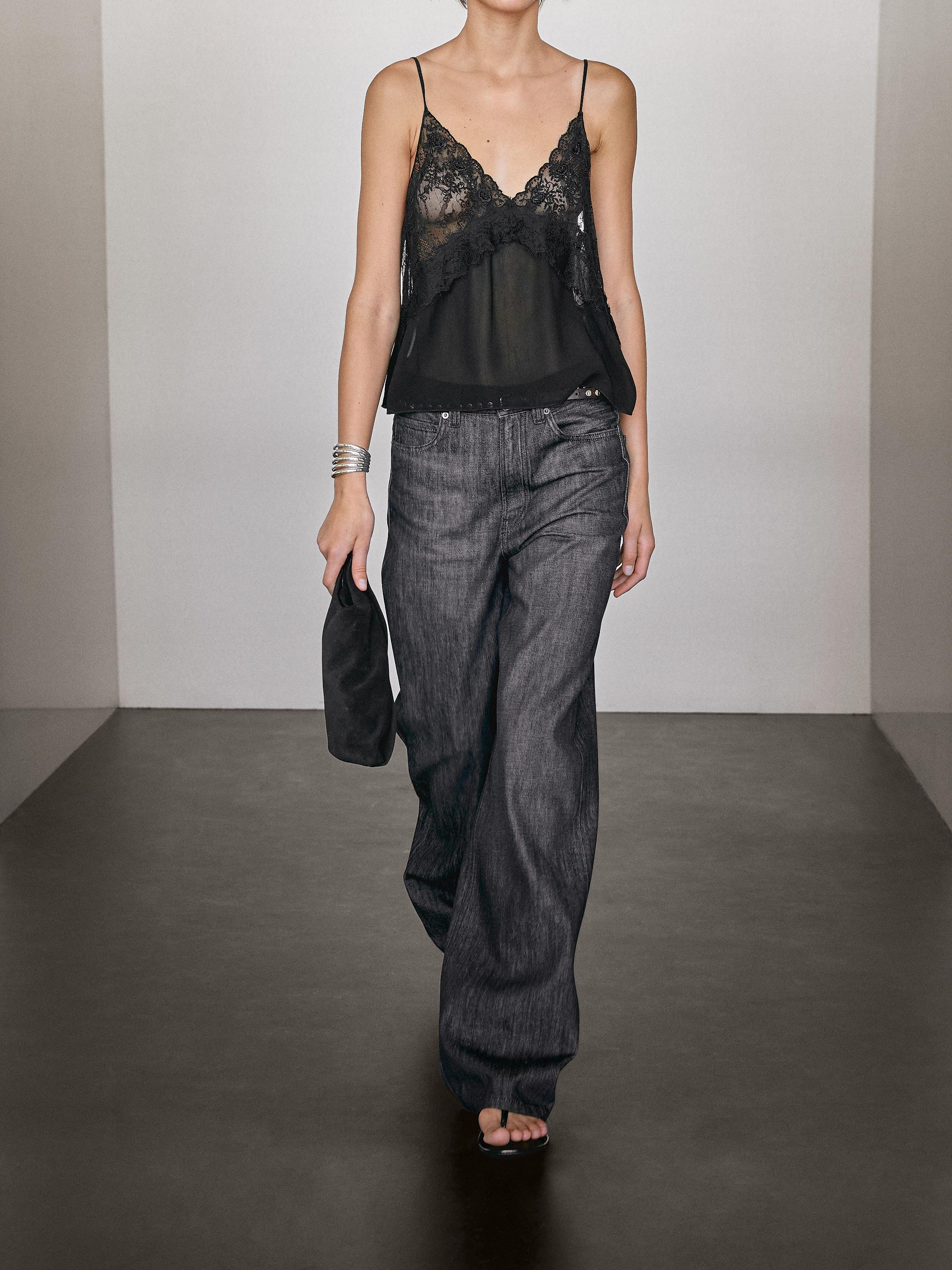 Strappy lace camisole top | Massimo Dutti UK