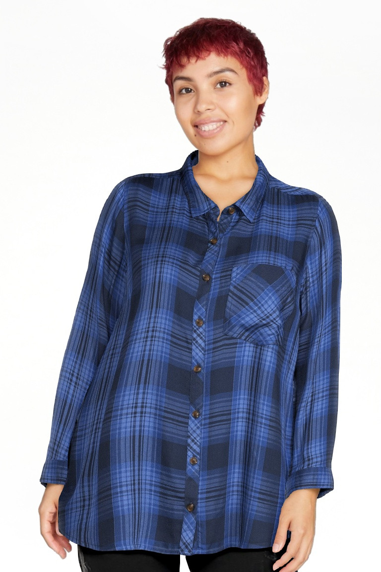 Terra & Sky Women's Plus Size Button Woven Top | Walmart (US)