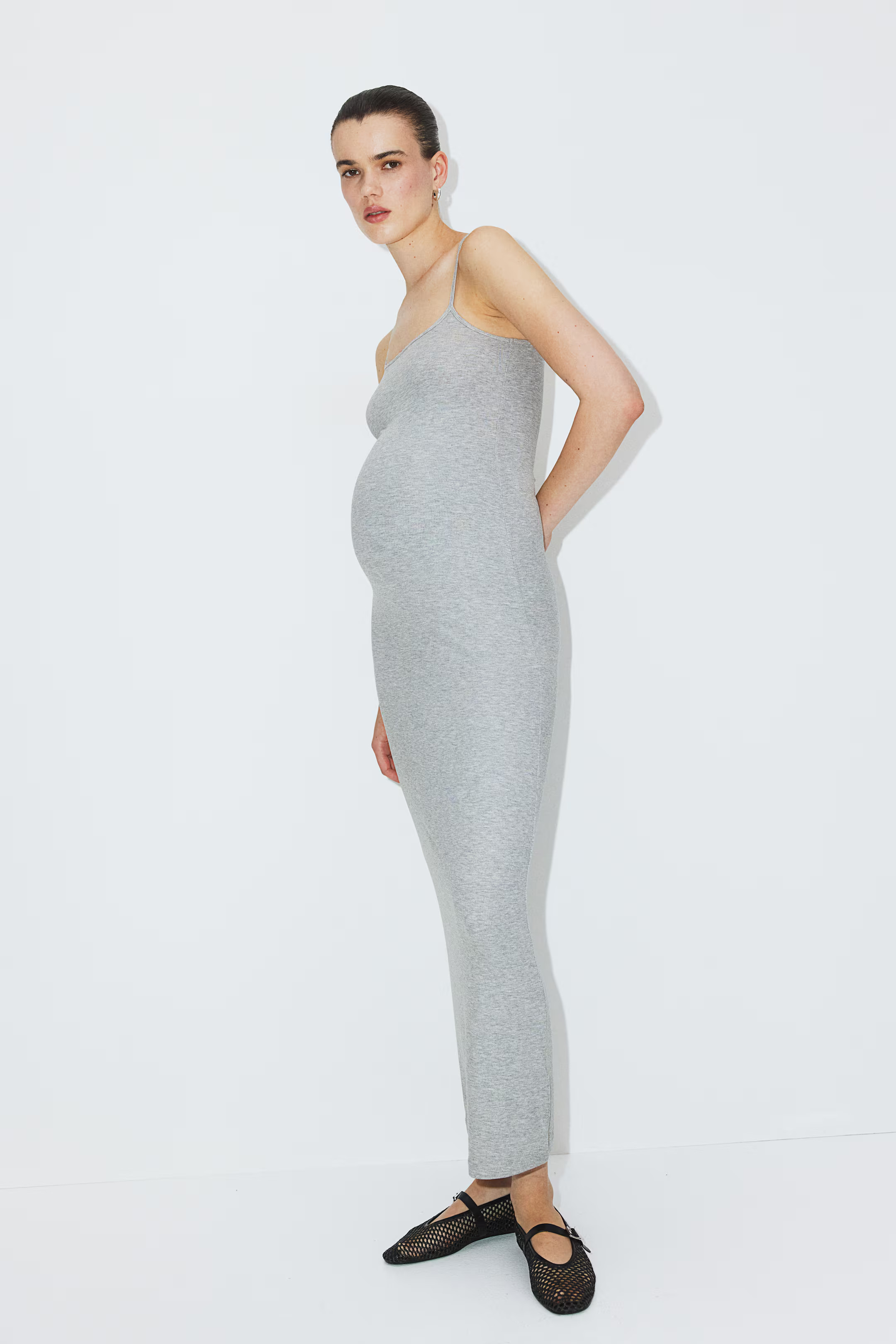 MAMA Long Ribbed Dress - Beige - Ladies | H&M US | H&M (US + CA)