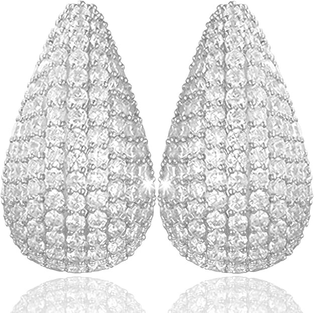 Teardrop Rhinestone Crystal Drop Oversized Earrings for Women 14K Glod Jewelry | Amazon (US)