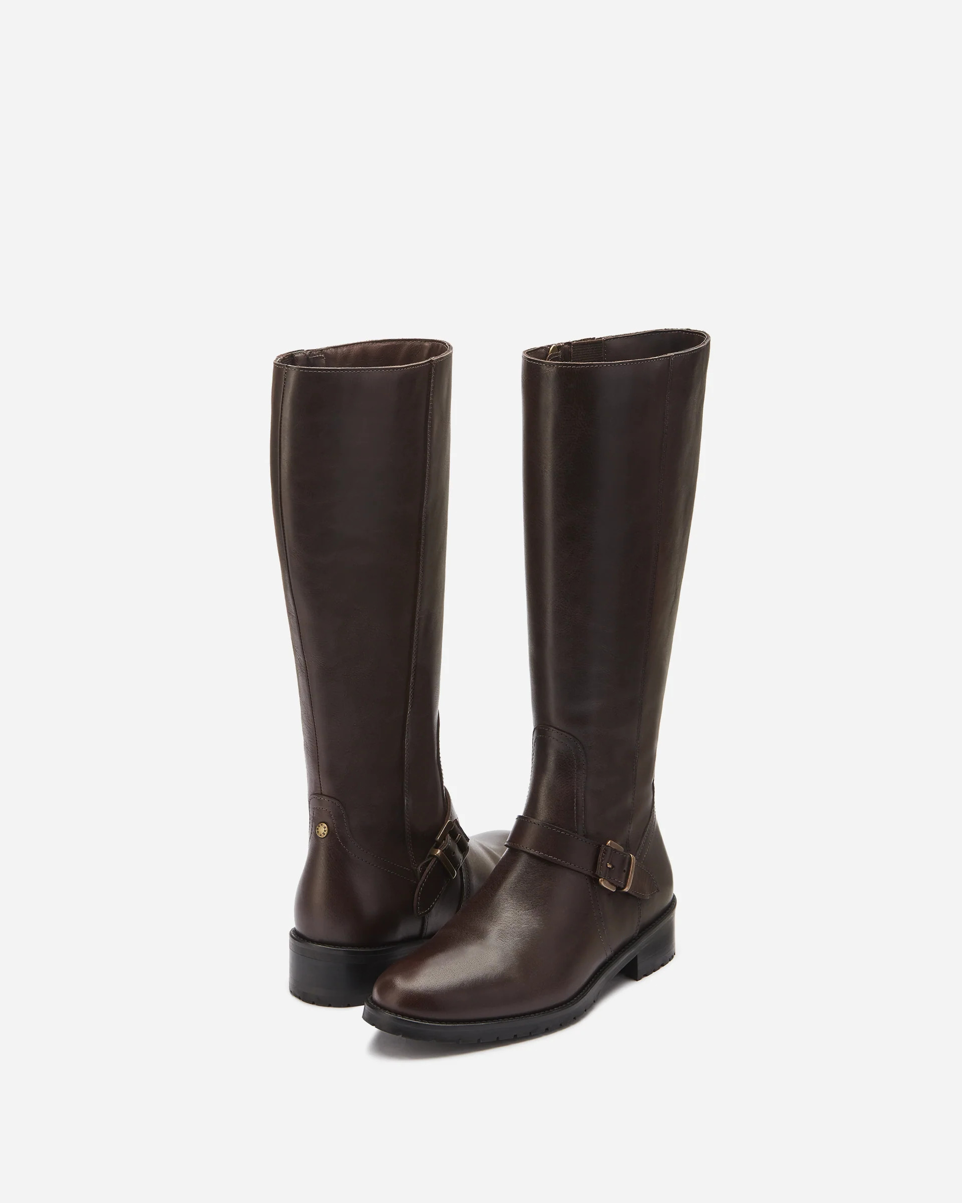 Charlotte Dark Brown Leather Knee High Flat Boots | DuoBoots | DuoBoots