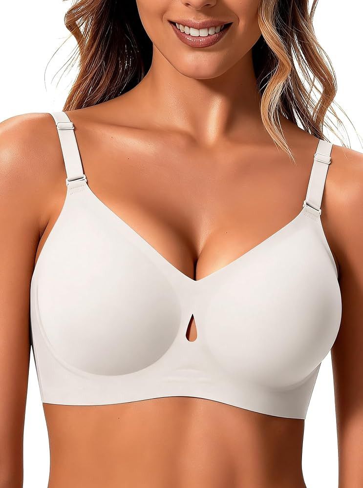 Jelly Wireless Bras for Women Sexy Comfortable Bra Bralettes V Neck No Underwire Bras Push Up Eve... | Amazon (US)