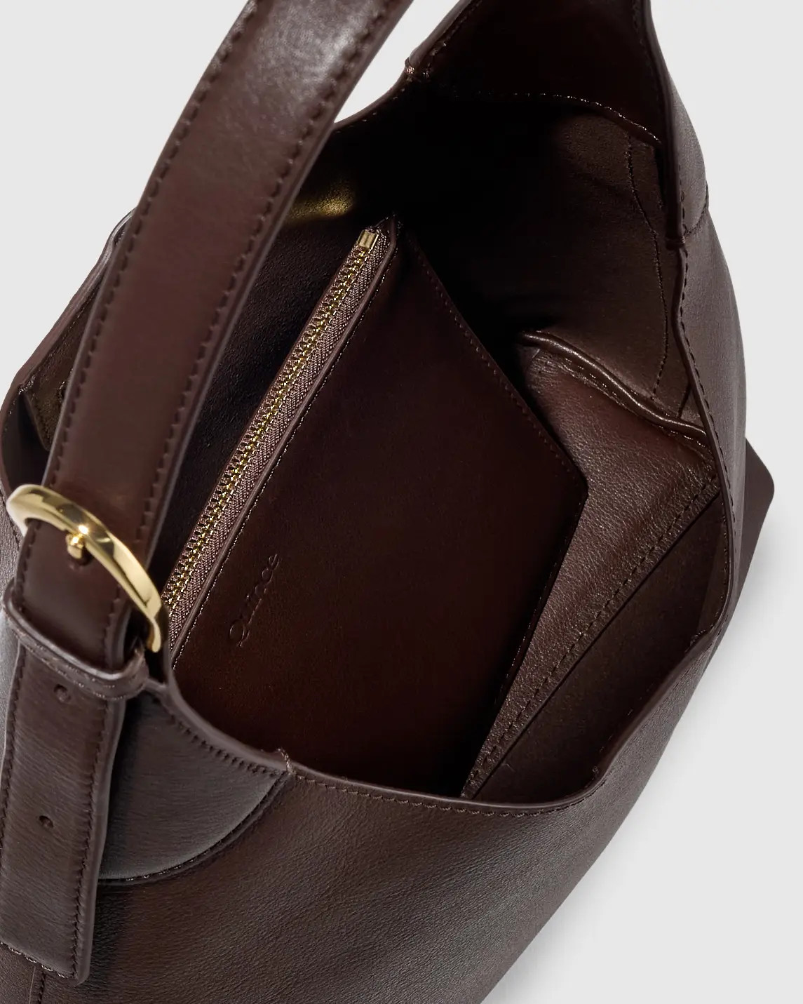 Full-Grain Leather Small Shoulder Bag in Espresso Brown | Quince