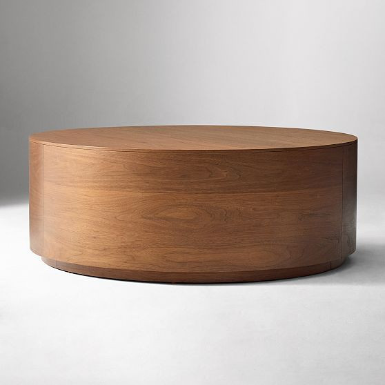 Volume Drum Coffee Table, 44", Cool Walnut | West Elm (US)