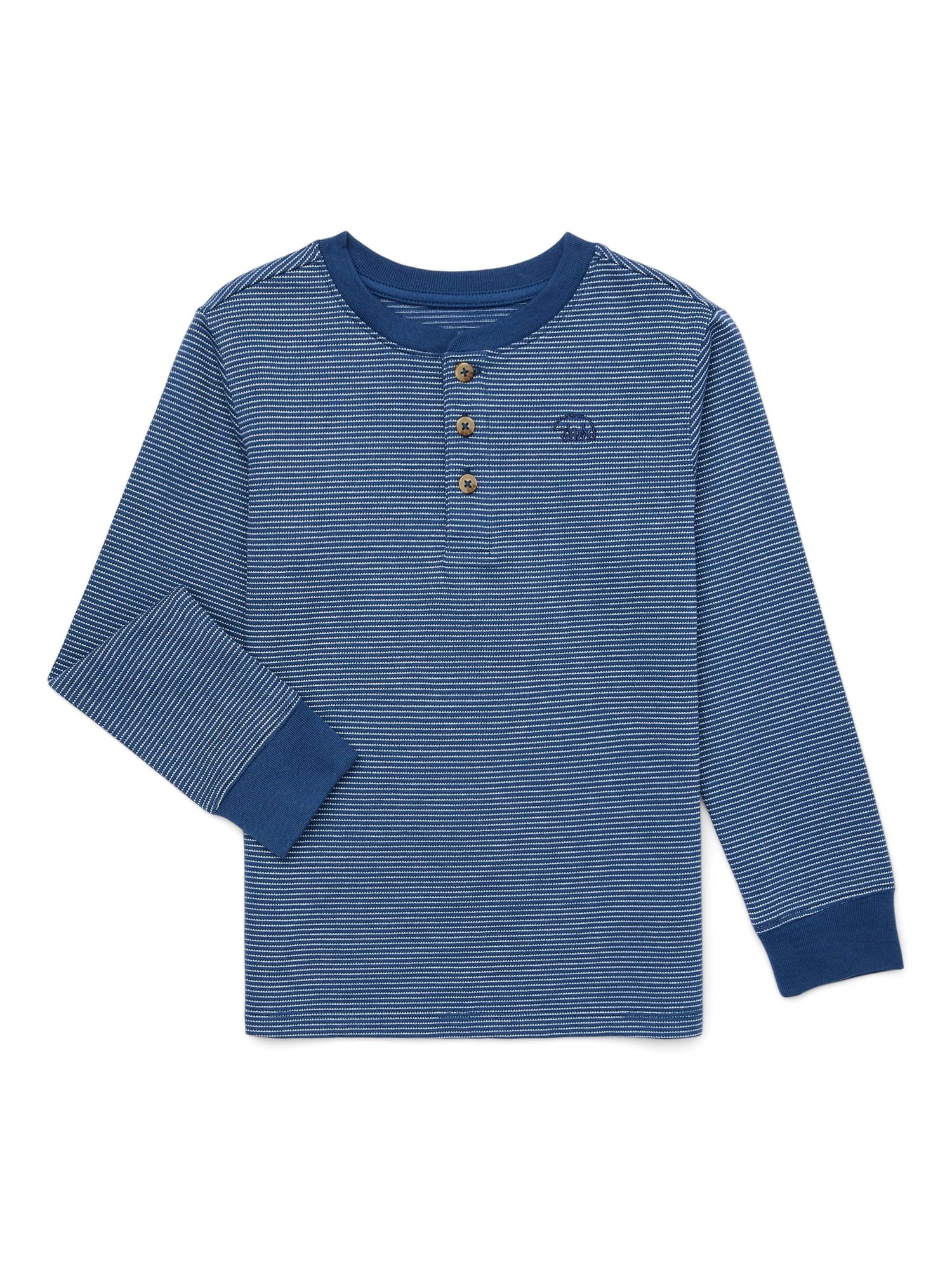 365 Kids by Garanimals Boys Striped Henley Tee with Long Sleeves, Sizes 4-10 - Walmart.com | Walmart (US)