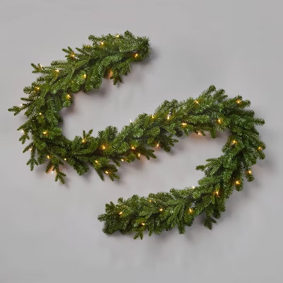 9' Pre-Lit Balsam Fir Artificial Christmas Garland Green with Clear Lights - Wondershop™... | Target