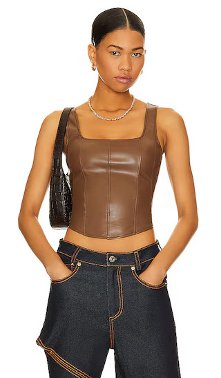 Dante Faux Leather Tank in Mocha | Revolve Clothing (Global)