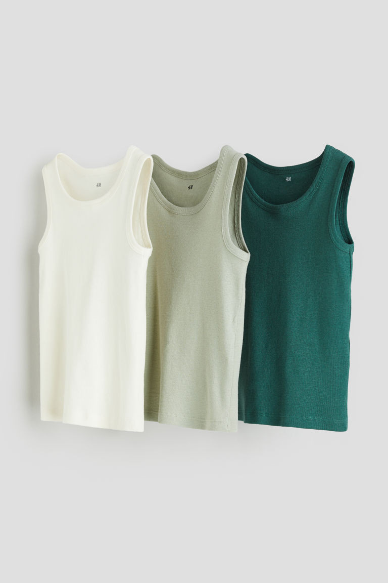 H & M - 3-pack vest tops - Green | H&M (UK, MY, IN, SG, PH, TW, HK)