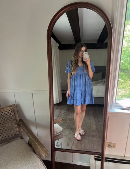 Cutest blue plaid / gingham babydoll dress for summer! I’m going to wear this to my friends baby shower - she’s having a boy! 

#LTKstyletip #LTKFind #LTKxAnthro