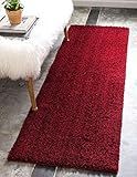 Unique Loom Serenity Solid Shag Collection Super Soft Micro Polyester Red Runner Rug (2' 0 x 6' 7) | Amazon (US)