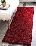 Unique Loom Serenity Solid Shag Collection Super Soft Micro Polyester Red Runner Rug (2' 0 x 6' 7) | Amazon (US)