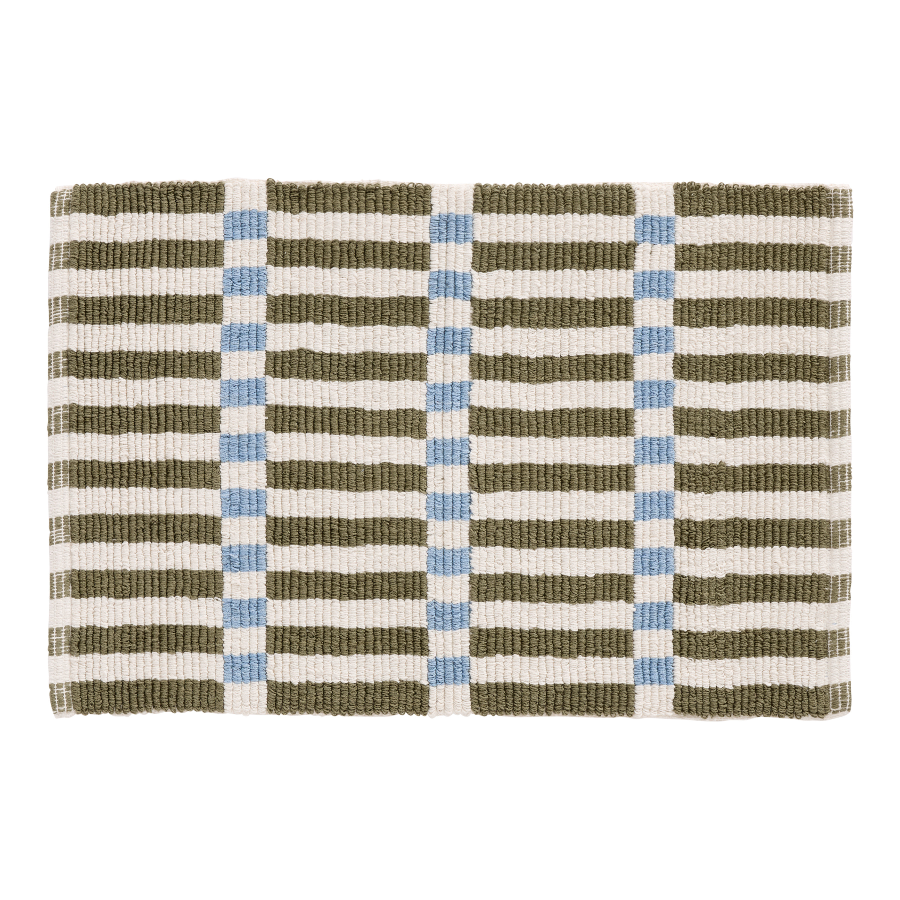 Cadence Laurel Green Offset Stripe Flatwoven Bath Mat | World Market