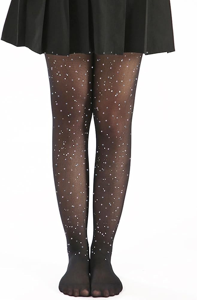 LUCKELF Girls Glitter Tights, Soft Opaque Tights Sparkle Rhinestone Tights School Dress Dance Sto... | Amazon (US)