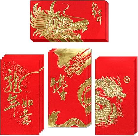 16PCS Chinese New Year Red Envelope, 4 Patterns 2024 Lucky Money Envelopes,Red Packets, Chinese L... | Amazon (US)